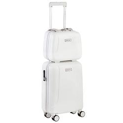 Foto van Carryon skyhopper handbagage en beautycase - 55cm tsa trolley - make-up koffer - wit