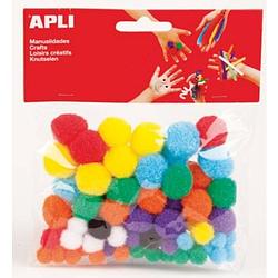 Foto van Apli pompons, blister met 78 stuks in geassorteerde kleuren