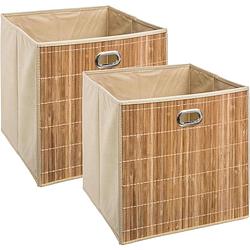 Foto van 2x stuks opbergmand/kastmand 29 liter beige linnen/bamboe 31 x 31 x 31 cm - opbergmanden