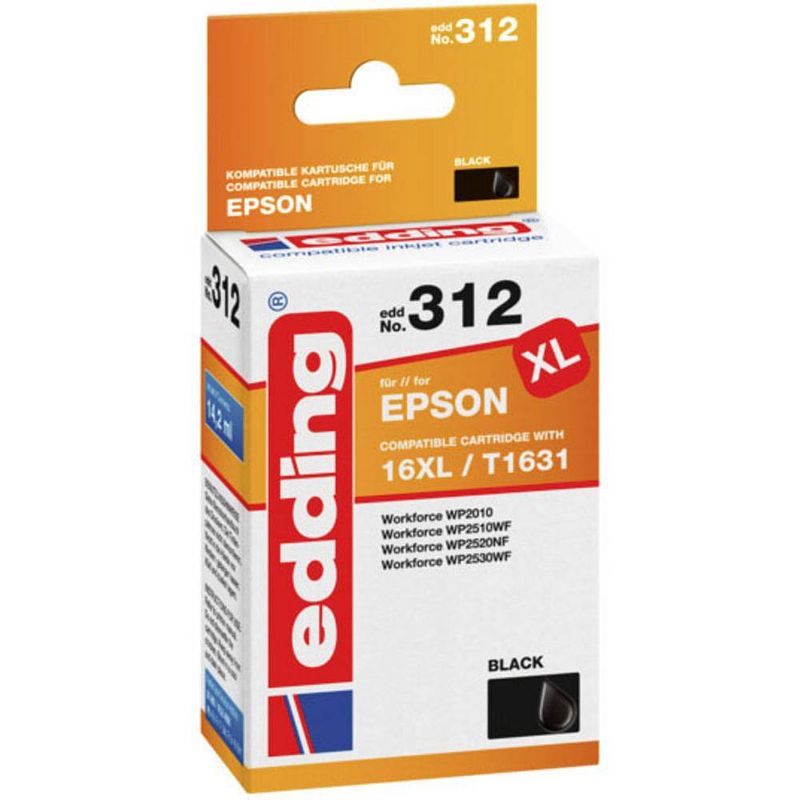 Foto van Edding cartridge compatibel single zwart edd-312 epson t1631 18-312