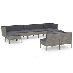 Foto van Vidaxl 9-delige loungeset met kussens poly rattan grijs