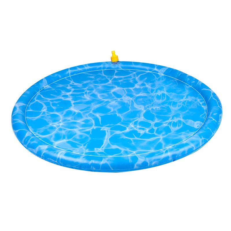 Foto van Maxxpro waterspeelmat hond - ø100 cm - hondenbad en koelmat - met sproeiers - tuinslang aansluiting - blauw