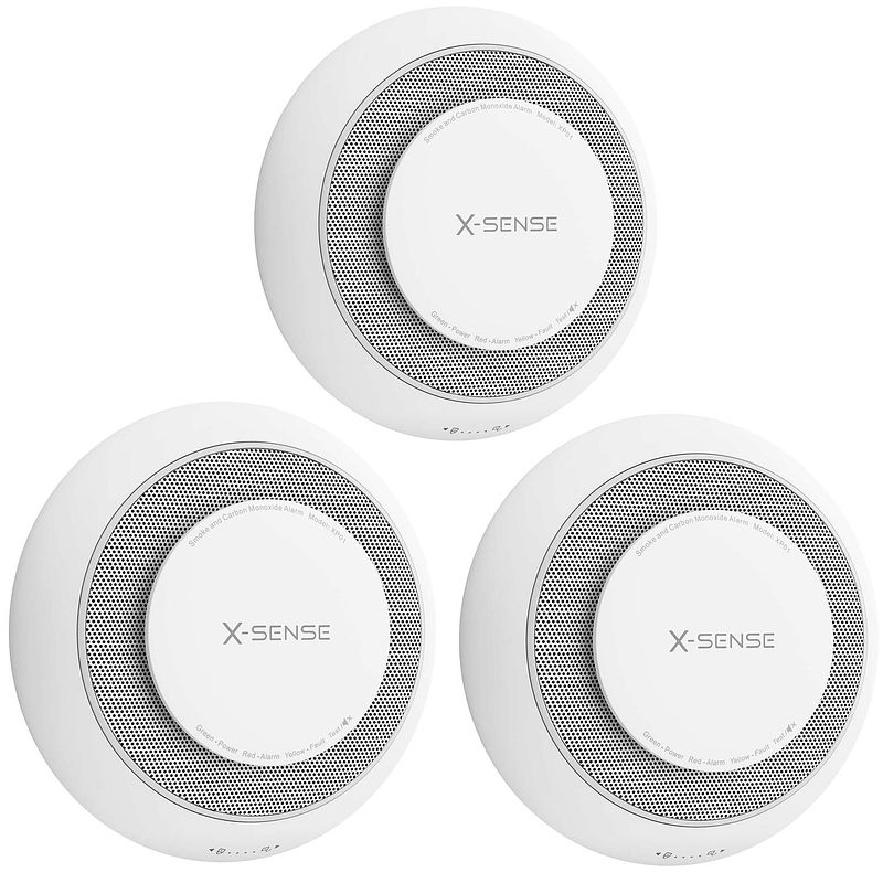 Foto van X-sense xp01 combimelder 3-pack - 10 jaar batterij en figaro® sensor - meet rook én koolmonoxide