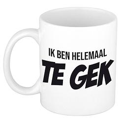 Foto van Ik ben helemaal te gek mok / beker wit cadeau collega 300 ml - feest mokken