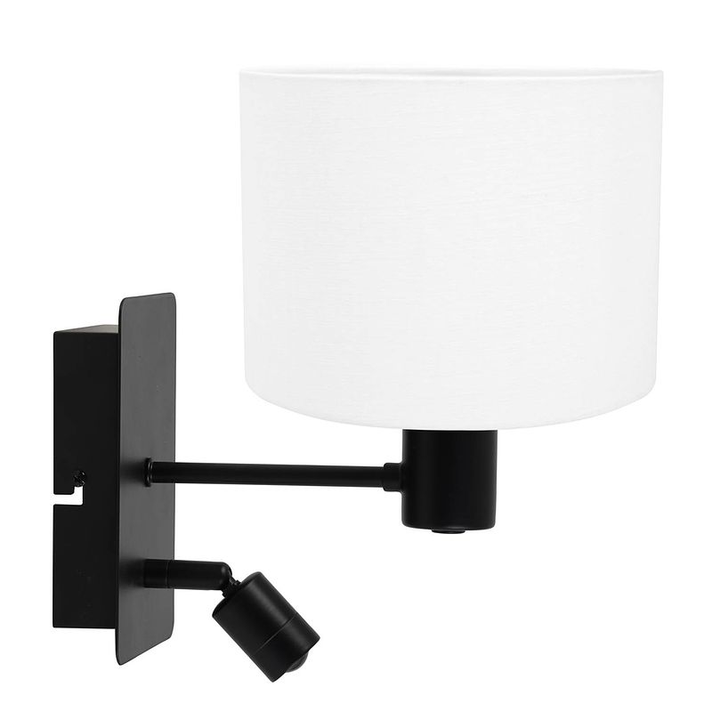 Foto van Light & living montana wandlamp zwart met witte kap