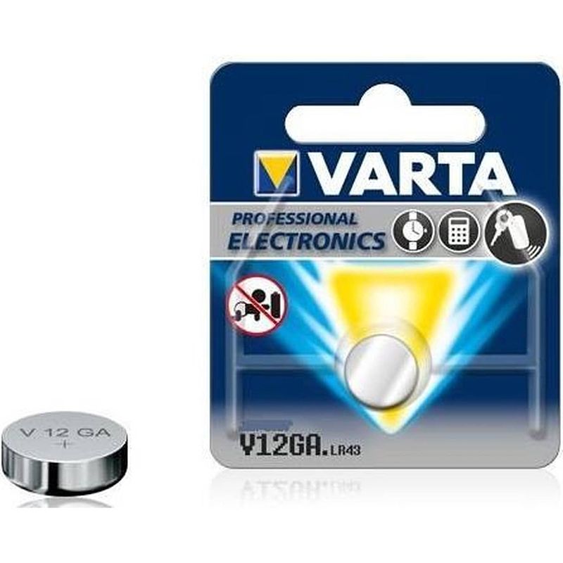 Foto van Varta v12ga, lr43, ag12, d186, l1142 1.5v 80mah batterij - 10 stuks