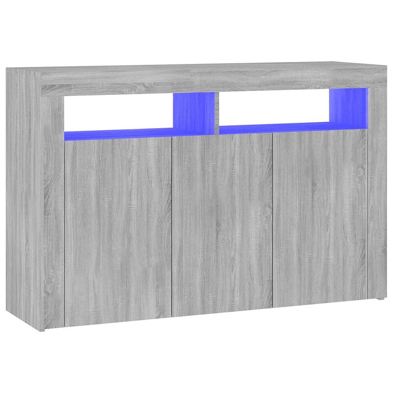 Foto van Vidaxl dressoir met led-verlichting 115,5x30x75 cm grijs sonoma eiken