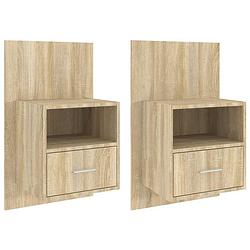 Foto van The living store wandnachtkastjes - sonoma eiken - 48.5 x 32.5 x 80 cm - multifunctioneel - inclusief 2