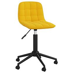 Foto van The living store draaibare eetkamerstoelen - geel fluweel - 42.5 x 45 x (69 - 80.5) cm - inclusief zwenkwielen -