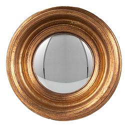 Foto van Haes deco - bolle ronde spiegel - goudkleurig - ø 24x7 cm - kunststof - wandspiegel, spiegel rond, convex glas