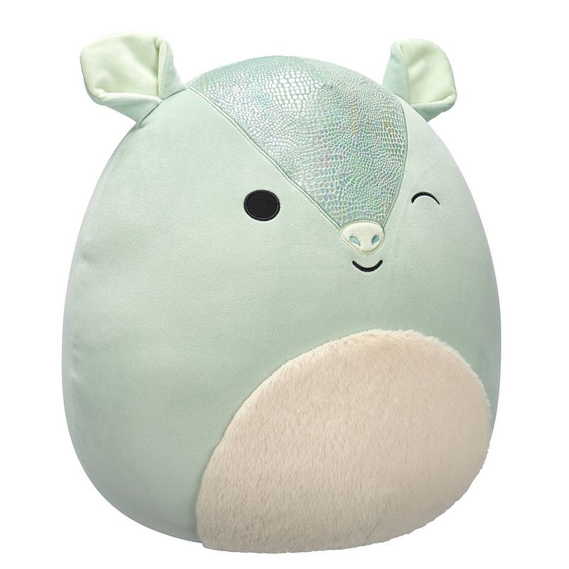 Foto van Squishmallows knuffel arilla het knipogende groene gordeldier - 40 cm