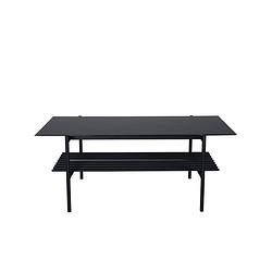 Foto van Vonstaf salontafel met plank 60x120 cm glas zwart marmor decor.