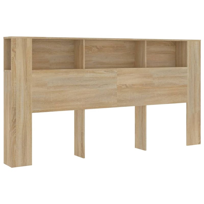 Foto van The living store hoofdbordkast sonoma eiken 200x18.5x104.5 cm - bewerkt hout