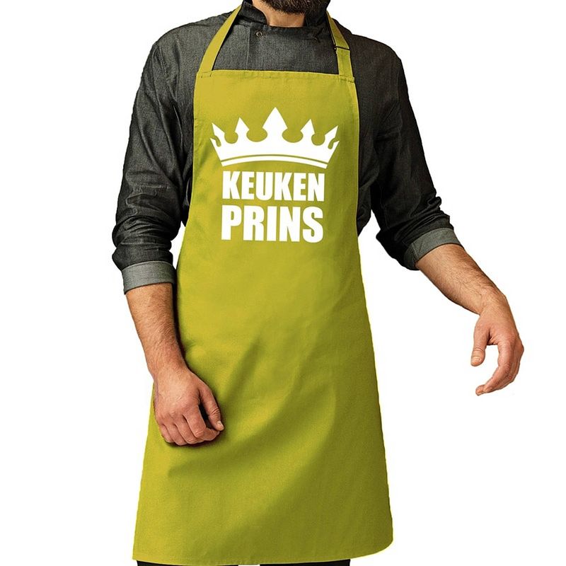 Foto van Bbq schort keuken prins lime groen voor heren - feestschorten