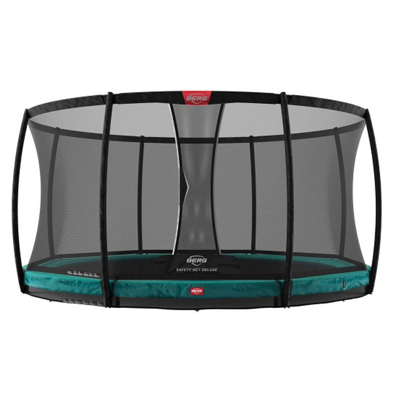 Foto van Berg trampoline champion met veiligheidsnet - safetynet deluxe - inground - 270 cm - groen - met airflow - twinspring