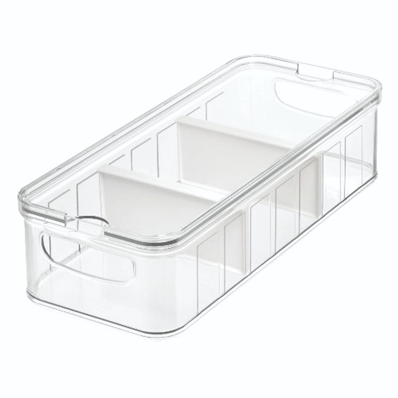 Foto van Idesign - opbergbox koelkast met verdeelvakken, 37.7 x 16.2 x 9.7 cm, stapelbaar, kunststof, transparant - idesign cri