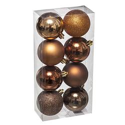 Foto van Atmosphera kerstballen - 8x stuks - brons - kunststof - 7 cm - kerstbal