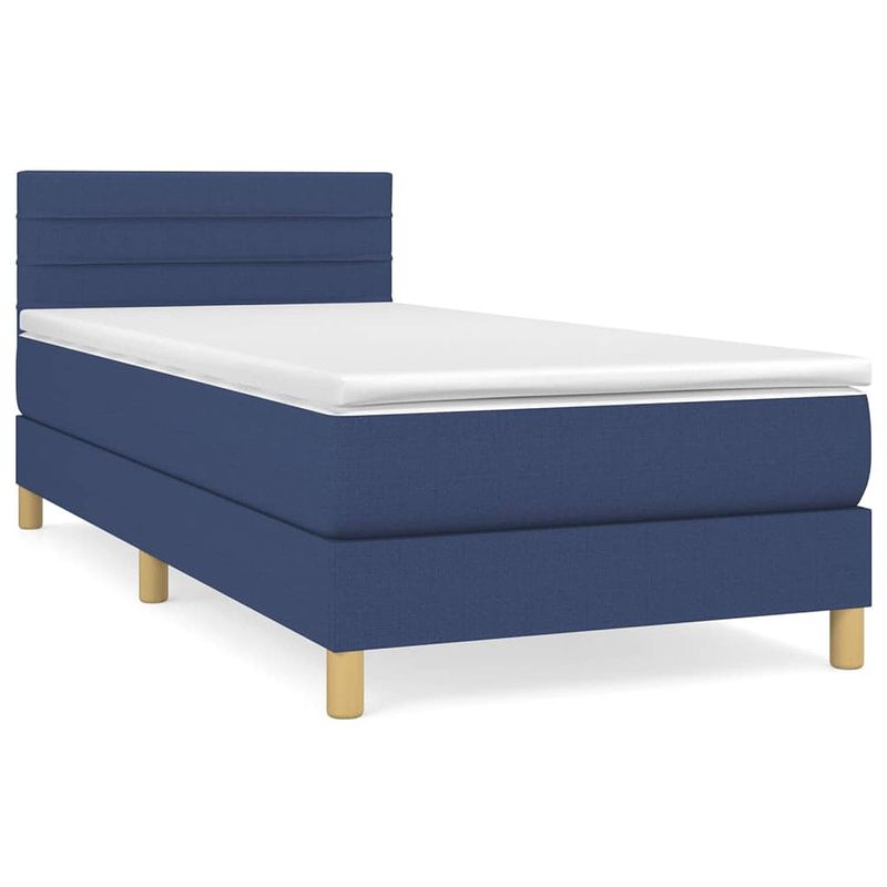 Foto van The living store boxspringbed - blauw - 203 x 80 x 78/88 cm - pocketvering matras