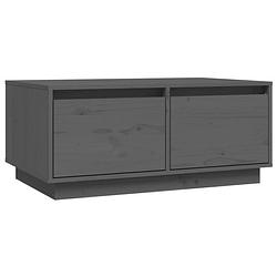 Foto van The living store houten salontafel - massief grenenhout - 80x50x35 cm - met 2 lades - grijs