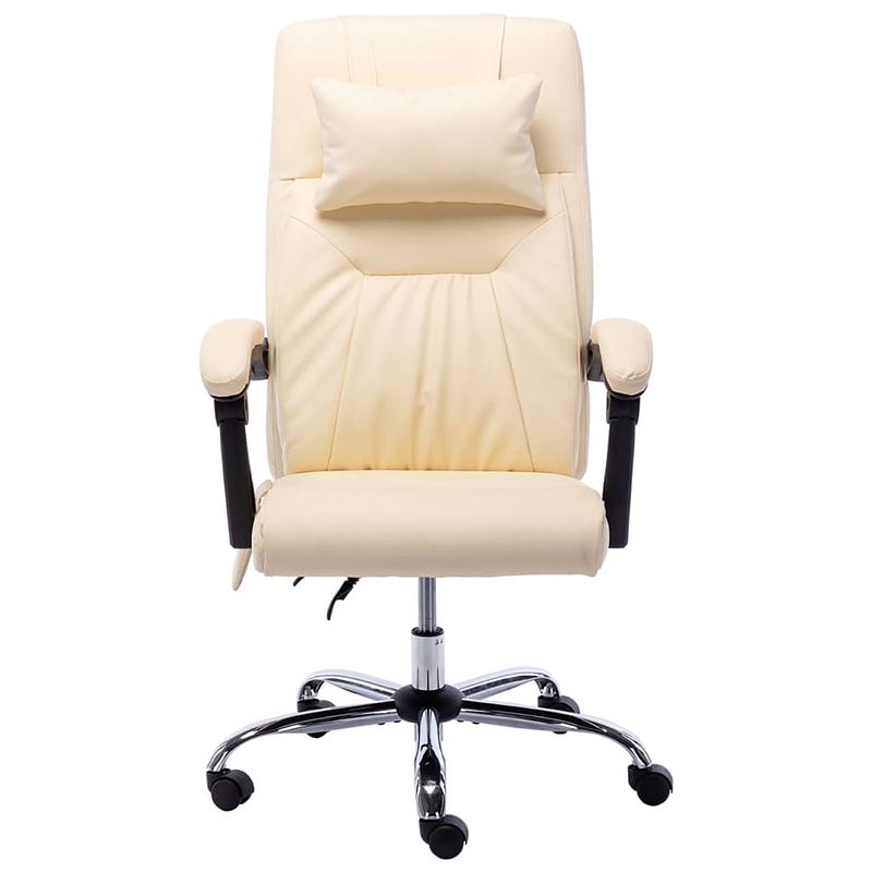 Foto van The living store ergonomische kantoorstoel - crème - kunstleer - 60 x 64 x (112 - 121) cm - massage - max 110 kg