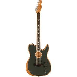 Foto van Fender american acoustasonic telecaster tungsten chb eb elektrisch-akoestische gitaar met deluxe gigbag