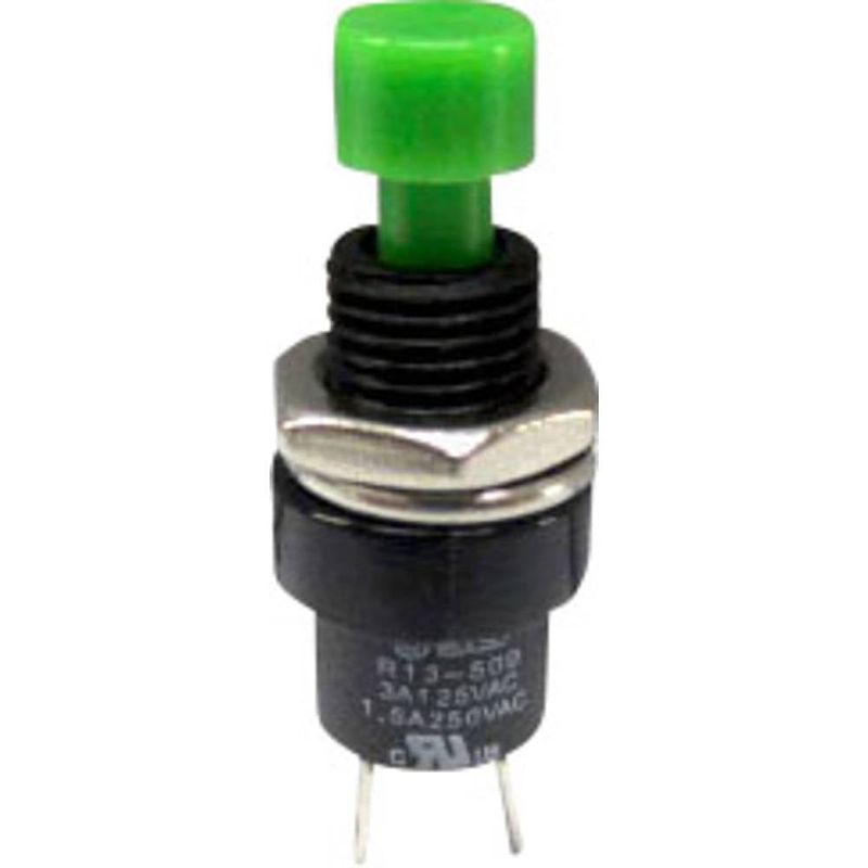 Foto van Tru components 1587748 tc-r13-509a-05gn druktoets 250 v/ac 1.5 a 1x uit/(aan) moment 1 stuk(s)