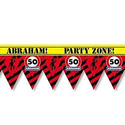 Foto van 50 abraham party tape/markeerlint waarschuwing 12 m versiering - markeerlinten