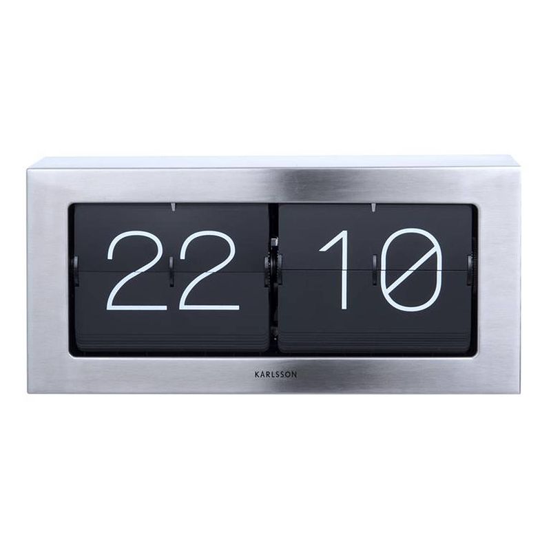 Foto van Karlsson - tafelklok flip clock boxed - hout - grijs