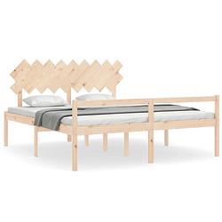 Foto van The living store massief grenenhouten bedframe - 205.5 x 185.5 x 80.5 cm - multiplex lattenbodem - geen matras