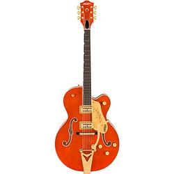 Foto van Gretsch professional collection nashville hollow body eb orange stain met g6241 deluxe hardshell case