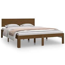 Foto van The living store bedframe massief hout honingbruin 150x200 cm 5ft king size - bed