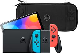 Foto van Nintendo switch oled blauw/rood + bluebuilt travel case