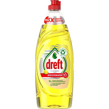Foto van Dreft platinum quickwash citroen vloeibaar wassen met tot 3x sneller schoonmaken van het vet 625ml bij jumbo