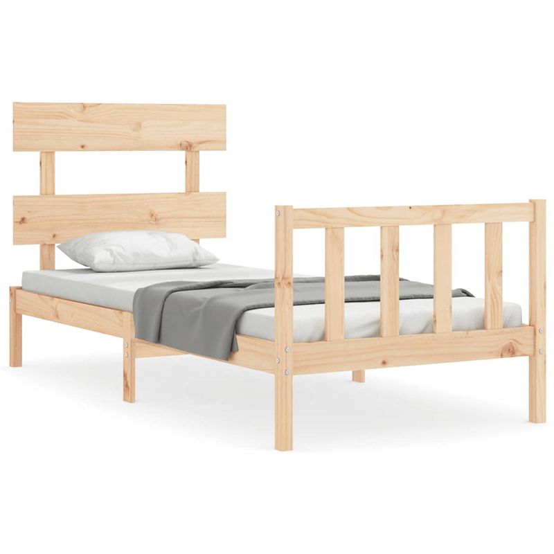 Foto van The living store bedframe - grenenhout - 195.5 x 95.5 x 81 cm - multiplex lattenbodem