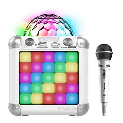 Foto van Idance bc100x karaoke set - party speaker met bluetooth en discolicht - inclusief karaoke microfoon - wit