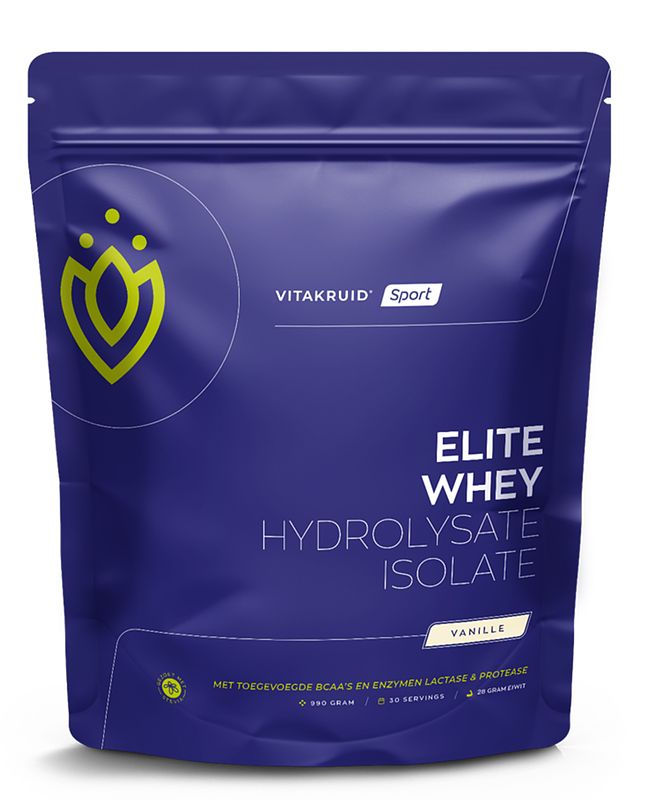 Foto van Vitakruid elite whey hydrolysate isolate vanille poeder