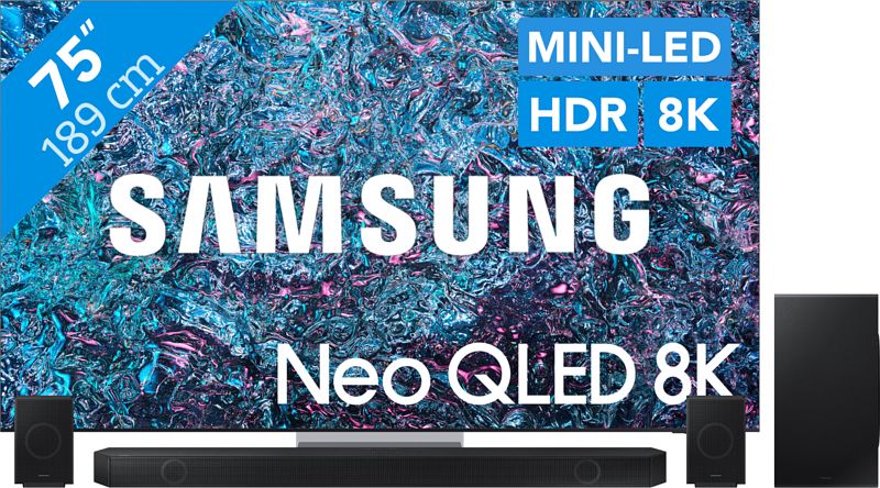 Foto van Samsung neo qled 8k 75qn900d (2024) + soundbar