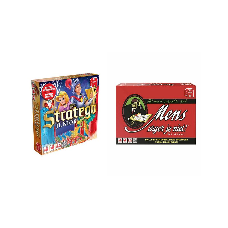 Foto van Spellenbundel - bordspel - 2 stuks - stratego junior & mens erger je niet