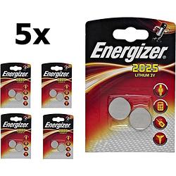 Foto van 10 stuks (5 blisters a 2 st) energizer cr2025 3v lithium knoopcel batterij