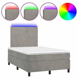 Foto van Vidaxl boxspring met matras en led fluweel lichtgrijs 120x200 cm