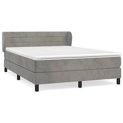 Foto van The living store bed - fluweel - pocketvering - middelhard - 193x147x78/88cm - lichtgrijs