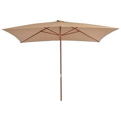 Foto van The living store houten parasol - 200 x 300 x 250 cm - taupe