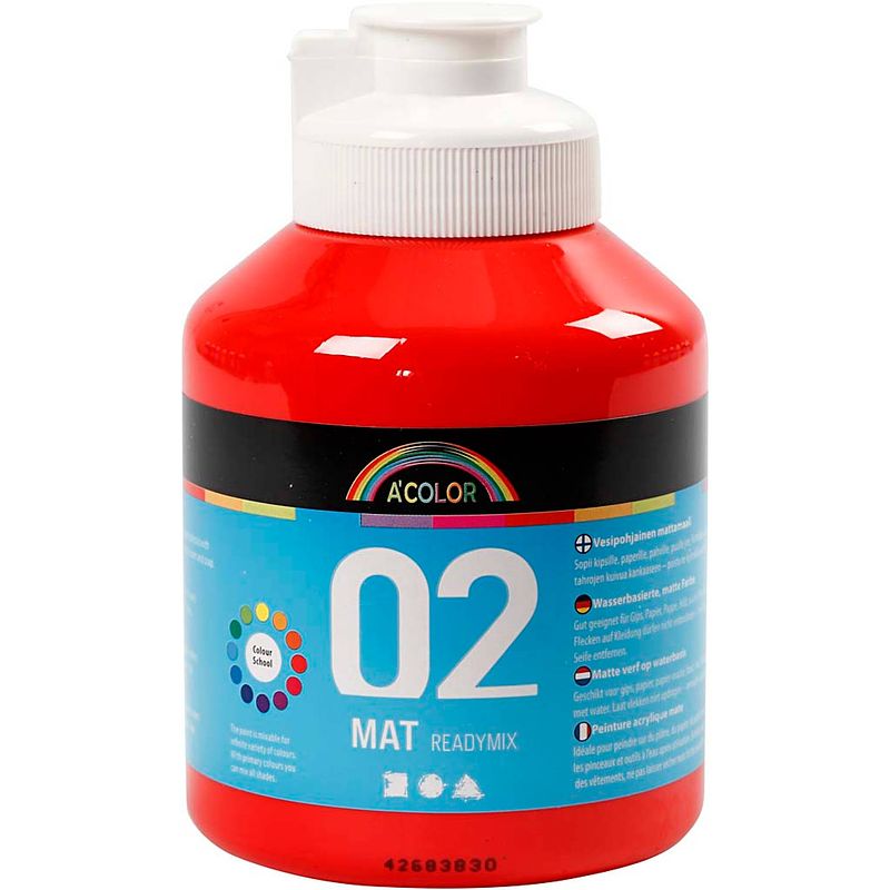 Foto van Packlinq school acrylverf mat. rood. matt. 500 ml/ 1 fles