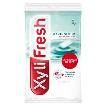 Foto van Xylifresh mentholmint suikervrij kauwgom 4pack 4 x 18g bij jumbo