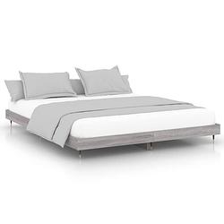 Foto van The living store bedframe - grijs sonoma eiken - 203 x 183 x 20 cm (lxbxh) - multiplex lattenbodem