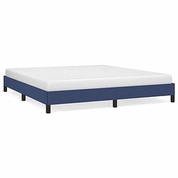 Foto van The living store bedframe - blauw - 203 x 163 x 25 cm - stof - multiplex - matras 160 x 200 cm