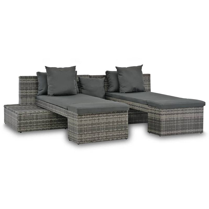 Foto van Vidaxl 4-delige loungeset met kussens poly rattan grijs