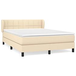 Foto van Vidaxl boxspring met matras stof crèmekleurig 140x190 cm