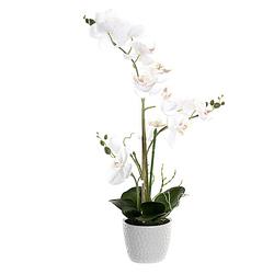 Foto van Orchidee bloemen kunstplant in witte bloempot - witte bloemen - h60 cm - kunstplanten