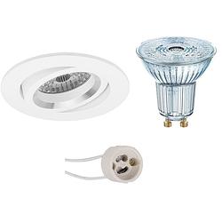 Foto van Led spot set - osram parathom par16 930 36d - pragmi aerony pro - gu10 fitting - dimbaar - inbouw rond - mat wit - 3.7w